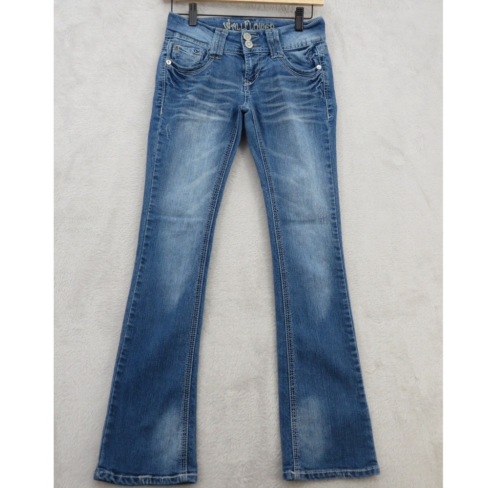 WallFlower Jeans Womens 0 Low Rise Bootcut Flare Embroidered Rhinestone Y2K